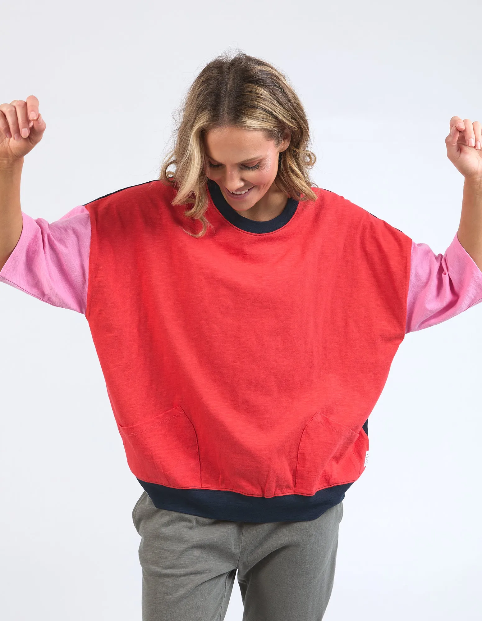 Elm Mazie Colour Block Sweat Bittersweet/Strawberry Pink/Navy