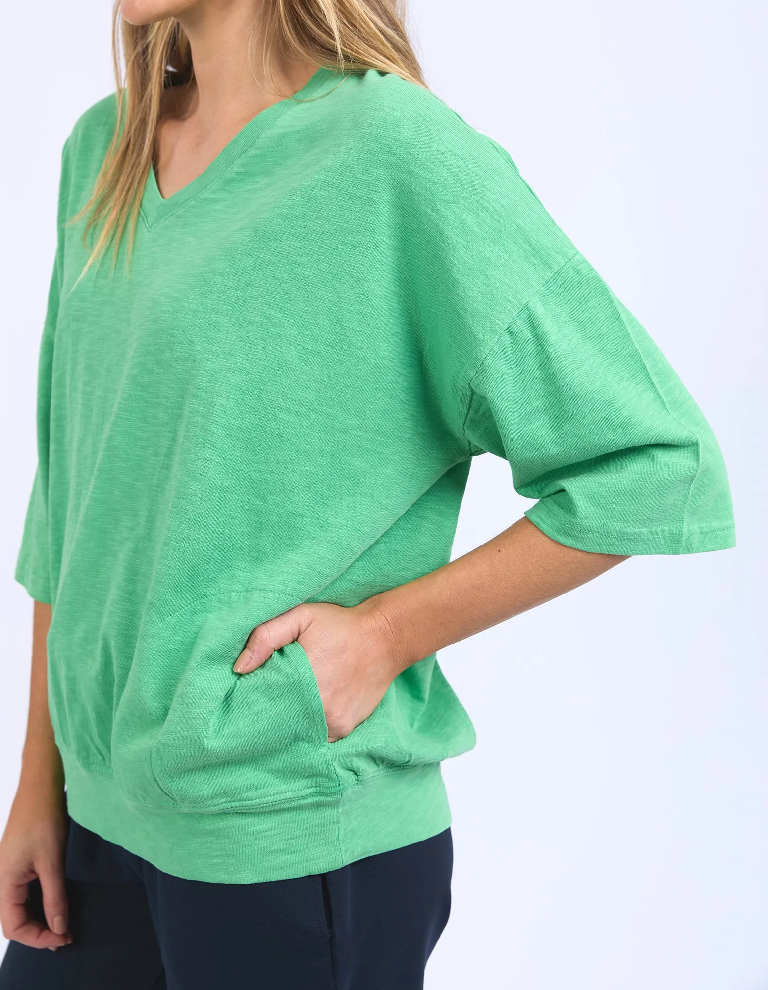 Elm Mazie Vee Neck Sweat Greenbriar