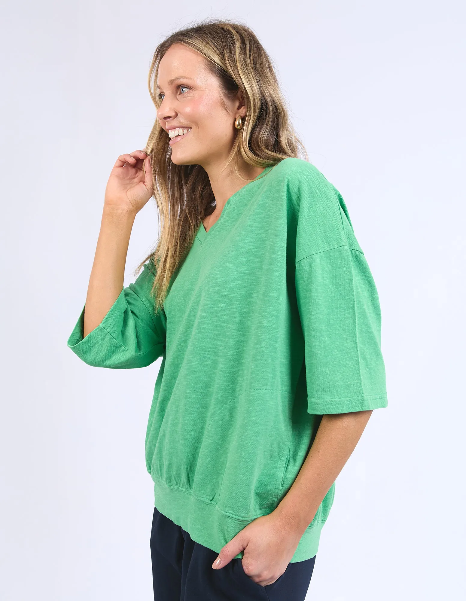 Elm Mazie Vee Neck Sweat Greenbriar