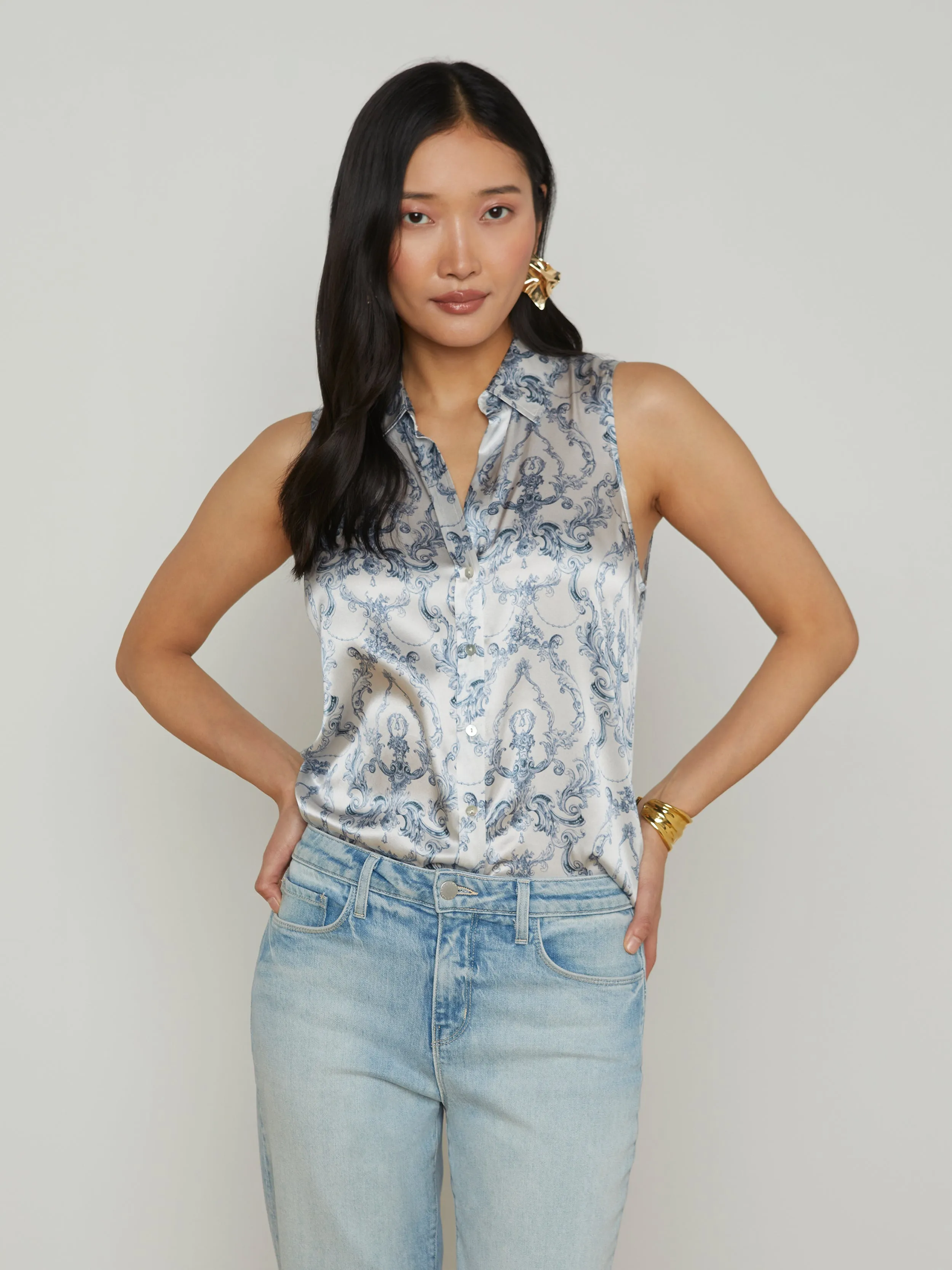 Emmy Sleeveless Silk Blouse