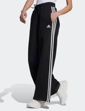 Essentials 3-Stripes French Terry Wide Joggers - Black/White