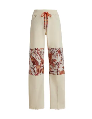Etro Jacquard Panelled Wide Leg Jeans