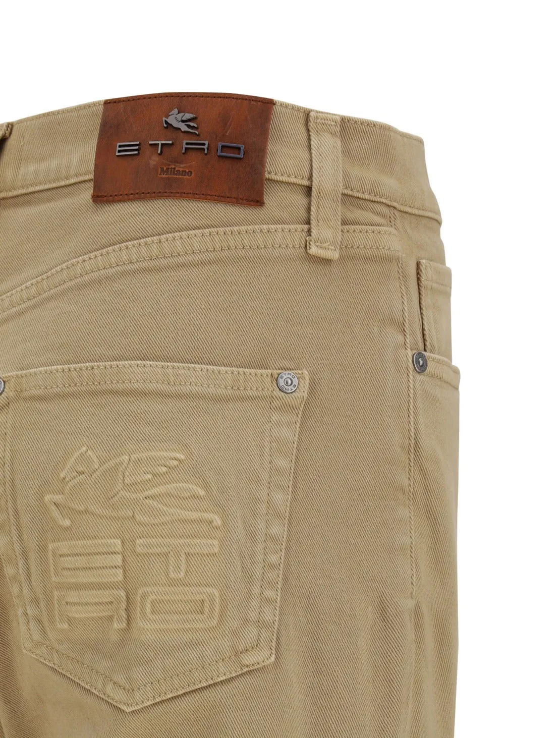 Etro Logo Patch Mid Rise Jeans