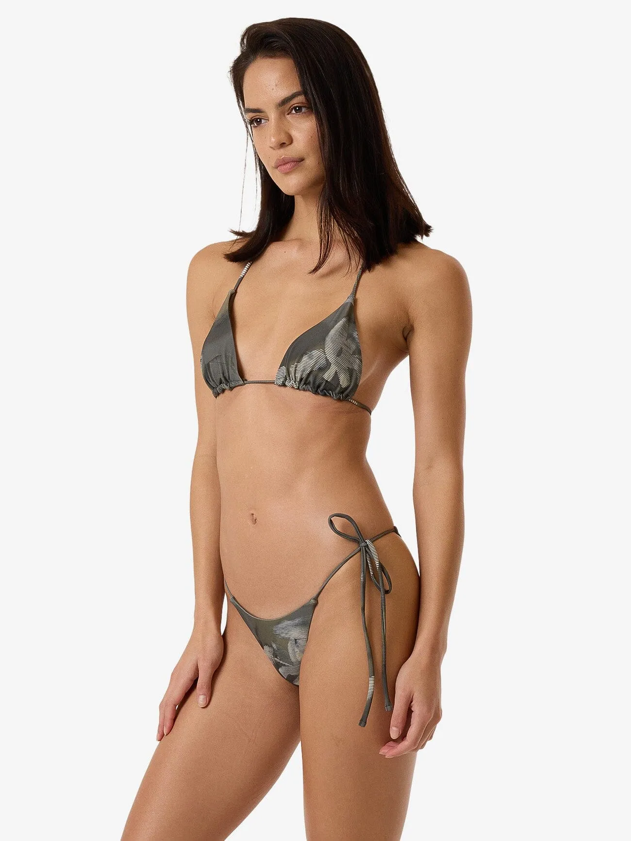 Flora Haze Micro String Bikini Bottom - Brindle