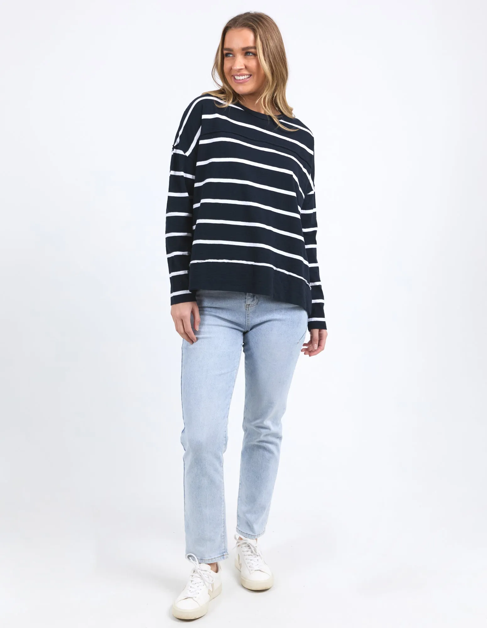 Foxwood Jayne Stripe Throw On Top Navy White Stripe
