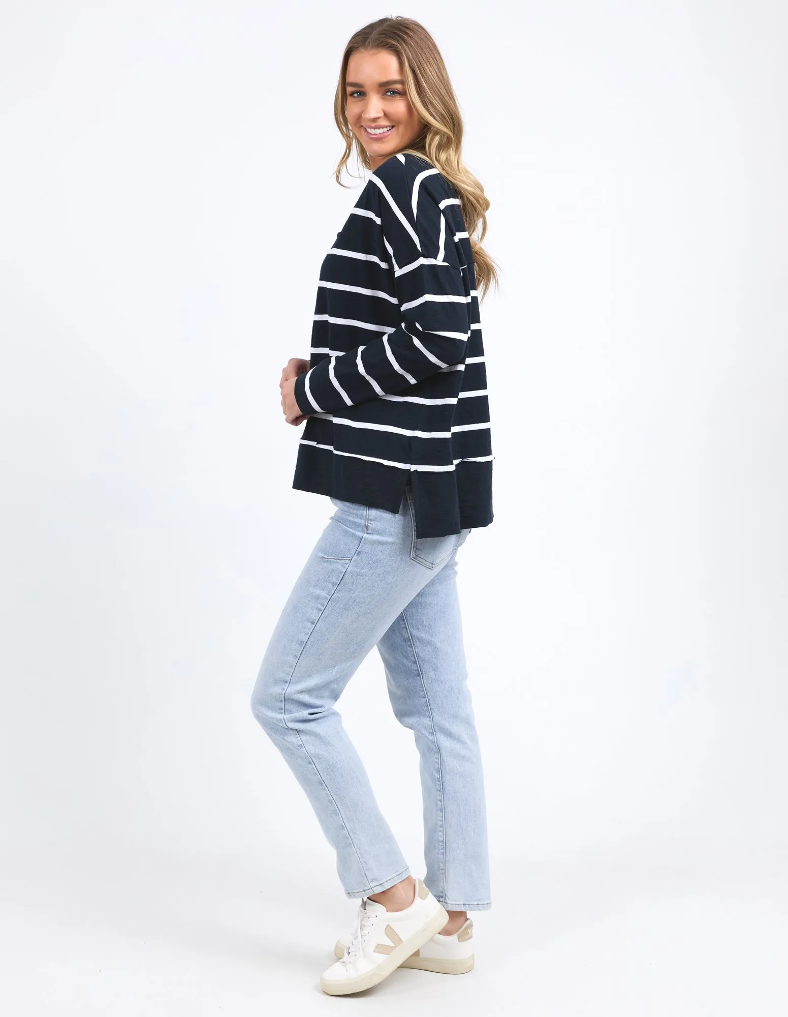 Foxwood Jayne Stripe Throw On Top Navy White Stripe