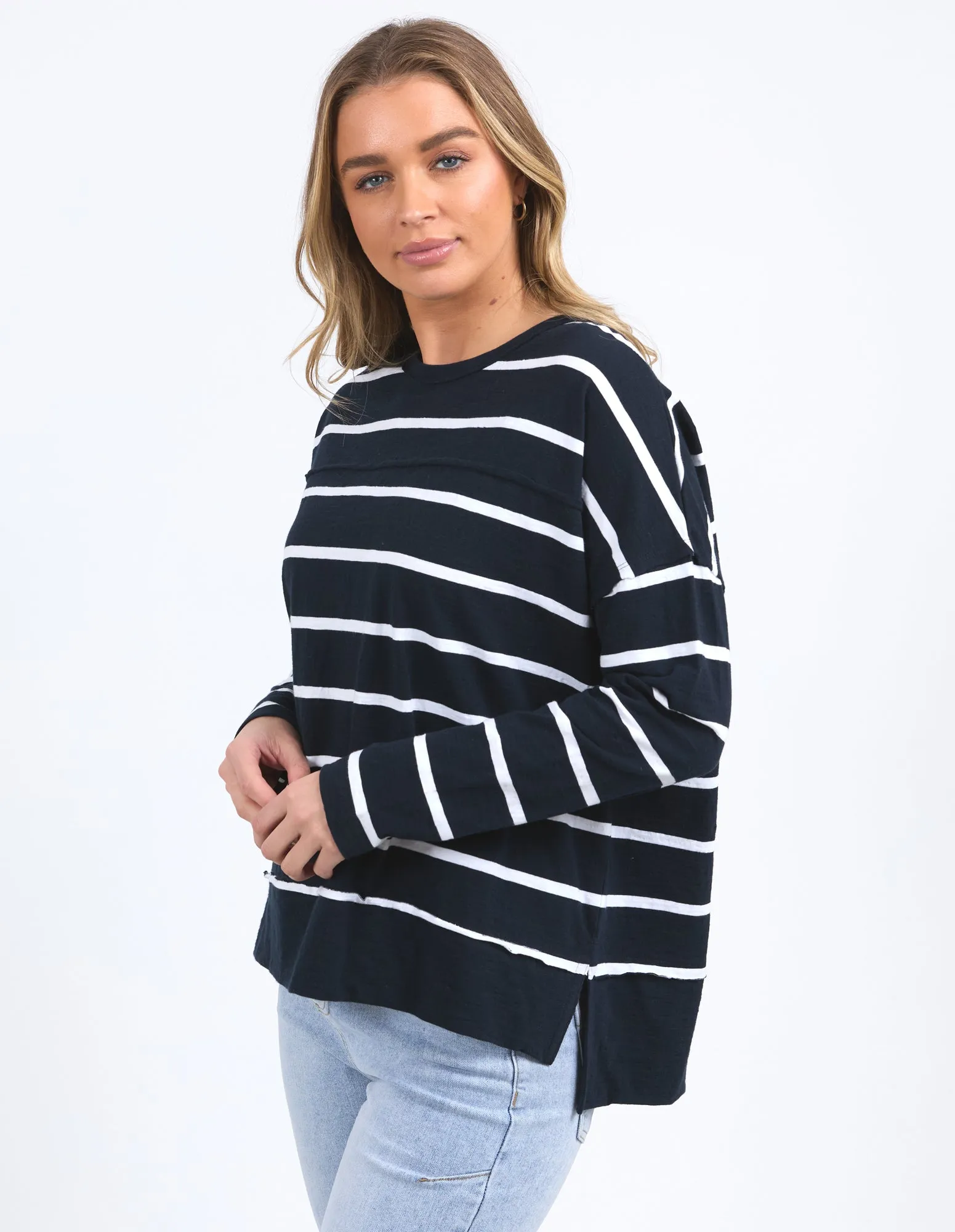 Foxwood Jayne Stripe Throw On Top Navy White Stripe