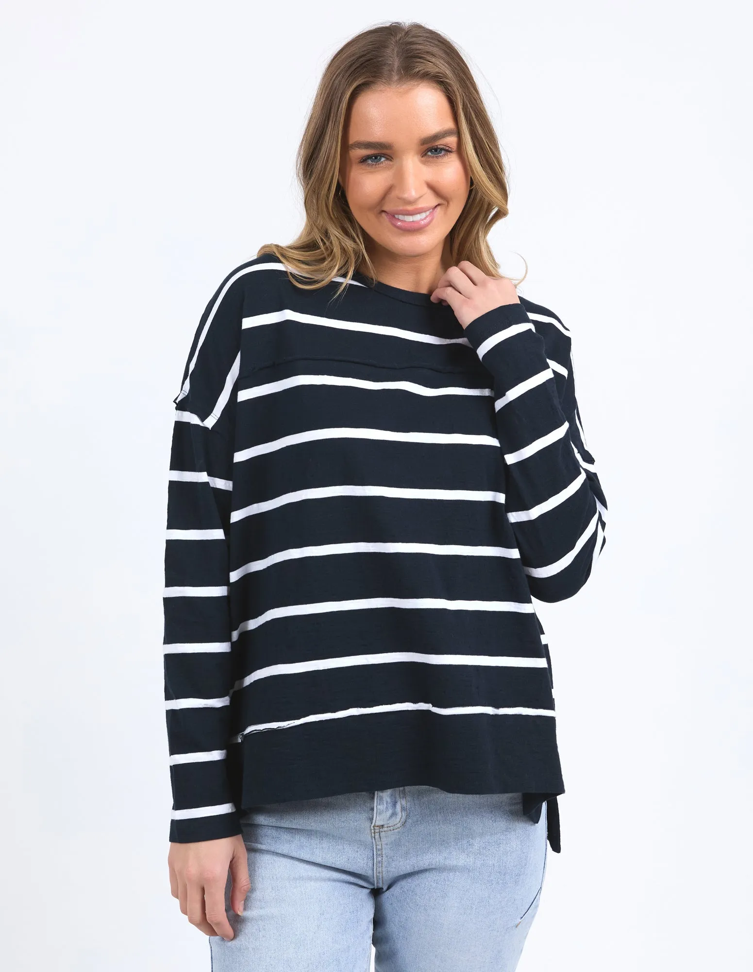 Foxwood Jayne Stripe Throw On Top Navy White Stripe