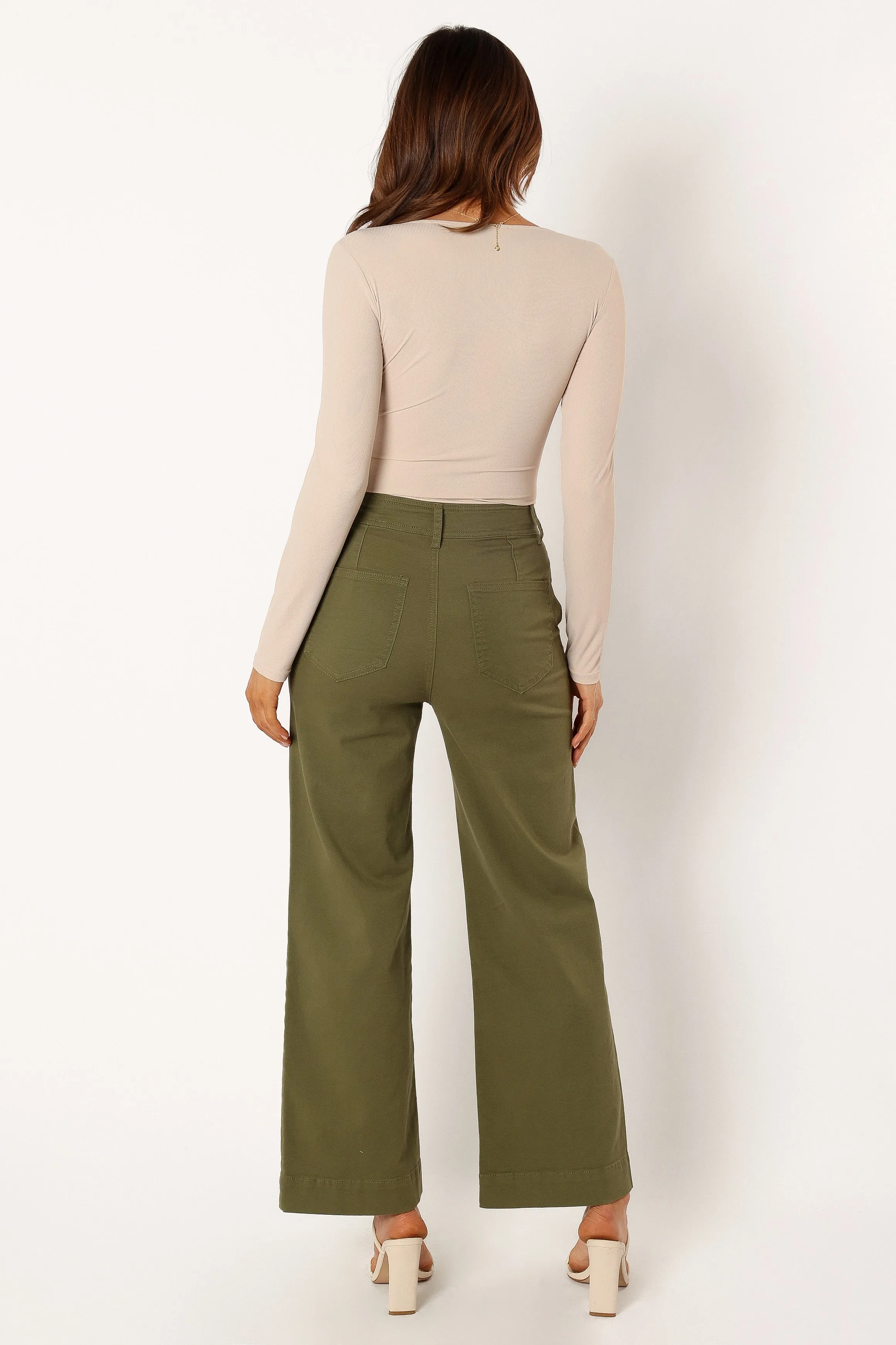 Georgia Wide Leg Pant - Dark Olive