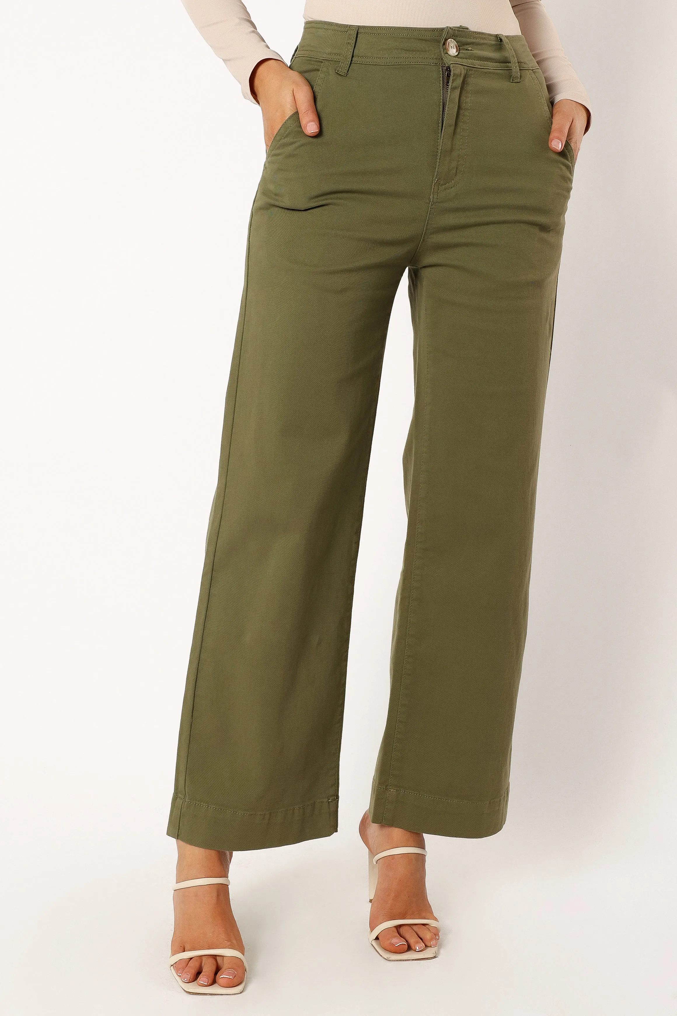 Georgia Wide Leg Pant - Dark Olive