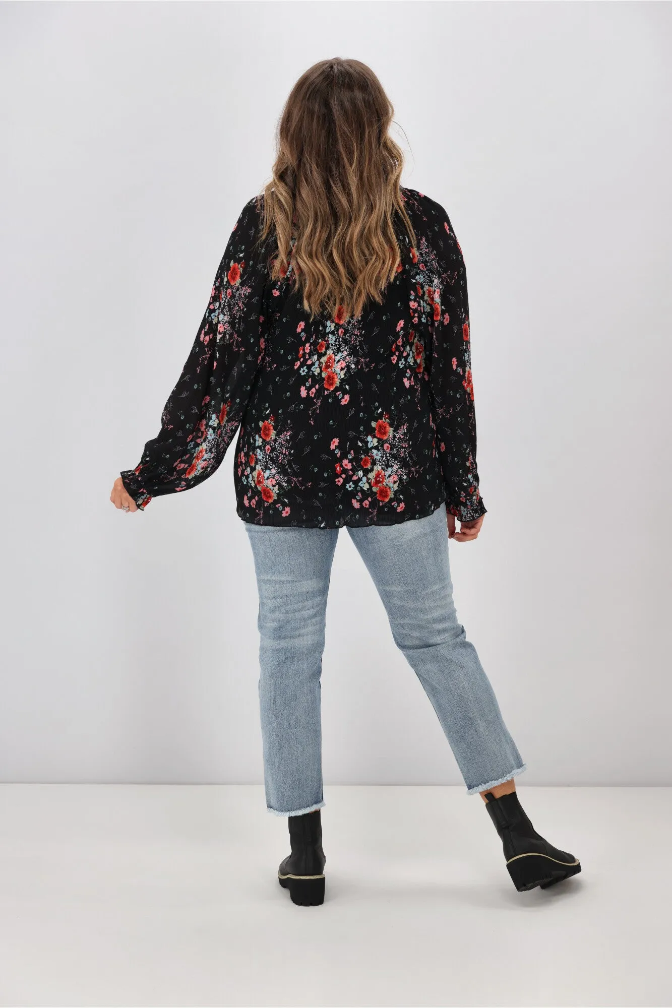 Gloss By Shine On Mila Micro Pleated Blouse Black