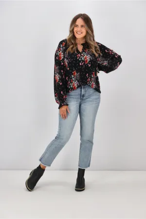 Gloss By Shine On Mila Micro Pleated Blouse Black