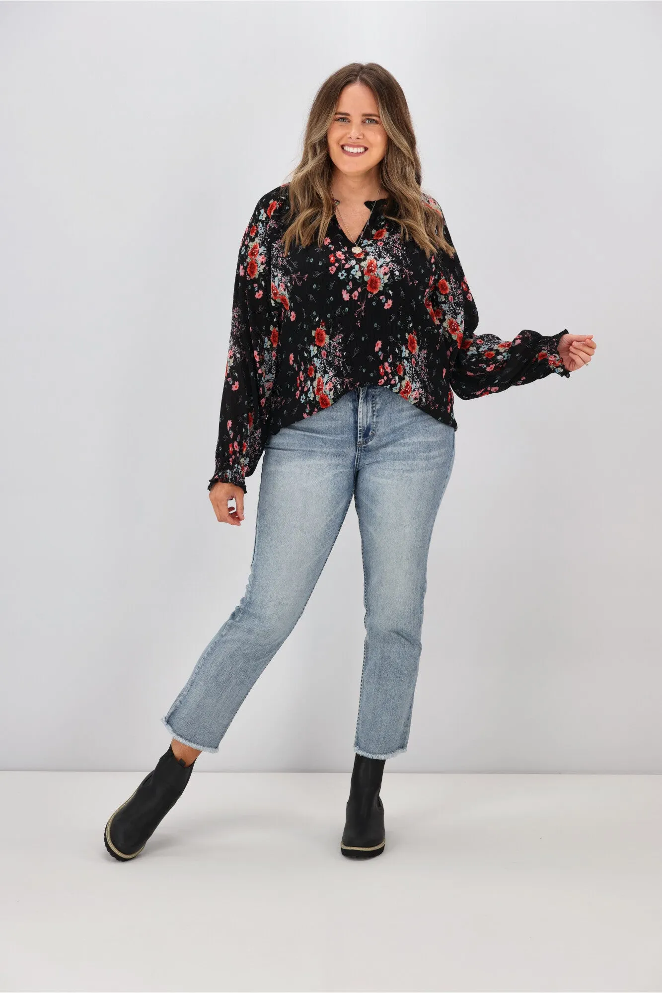 Gloss By Shine On Mila Micro Pleated Blouse Black