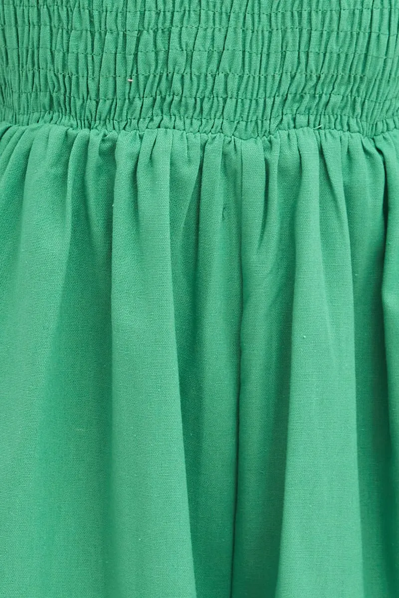 Green Playsuit Short Sleeve Square Neck