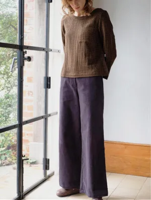 Harper Cotton Wide Leg Trousers | Grey Cord
