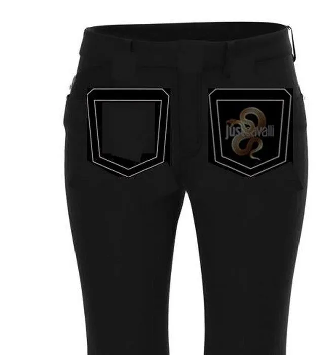 Just Cavalli Snake Embroidered High Waist Slim Fit Jeans
