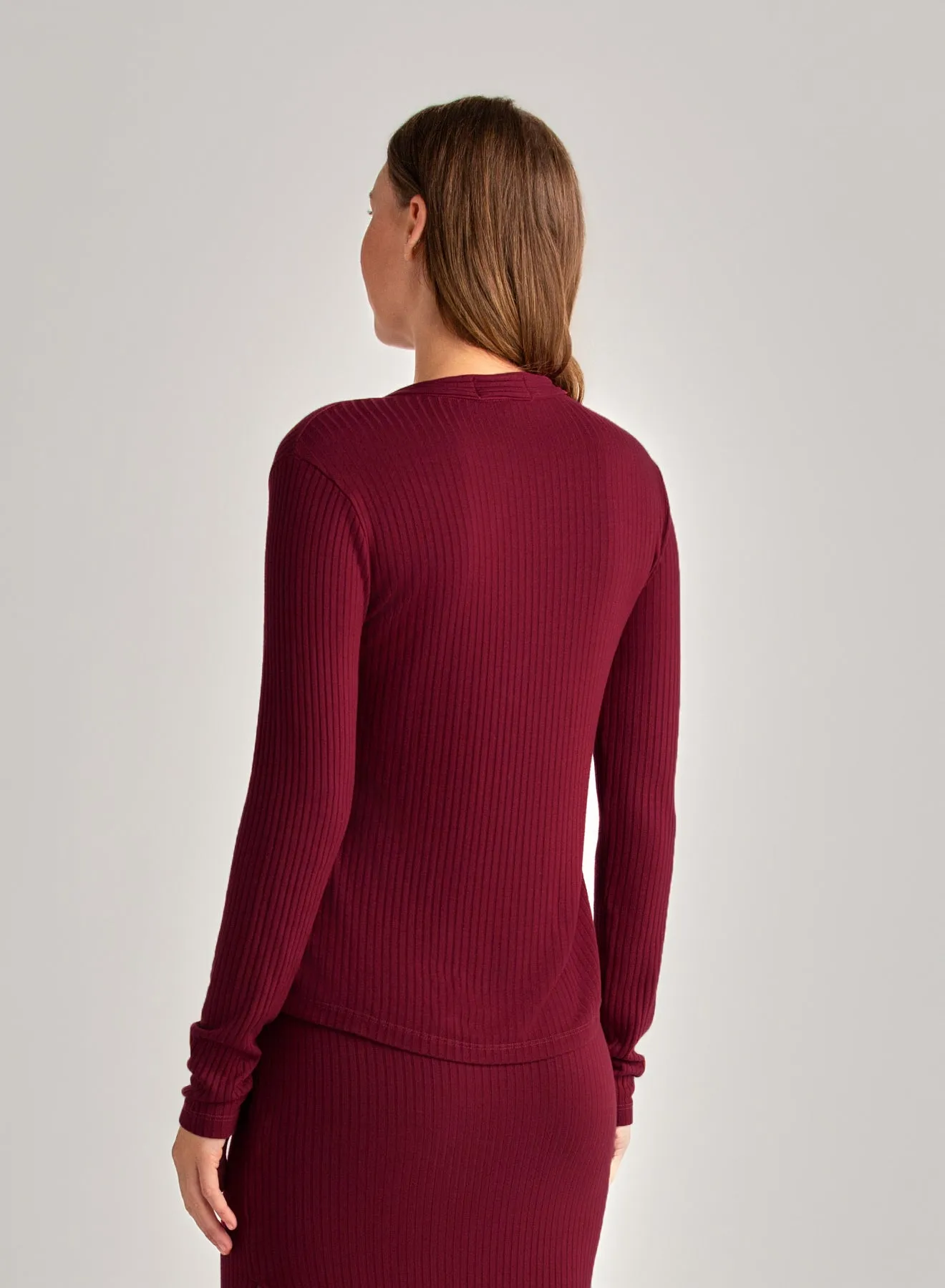 Knit Slim Fit Button Down - Deep Merlot