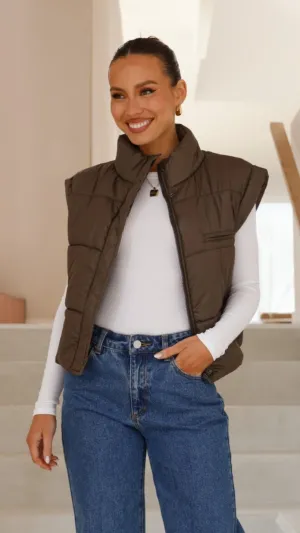 Maeve Cropped Puffer Vest - Slate