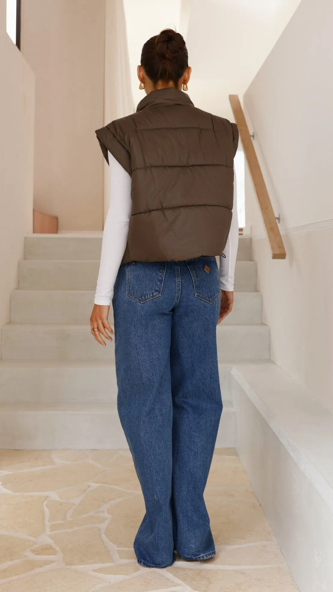 Maeve Cropped Puffer Vest - Slate