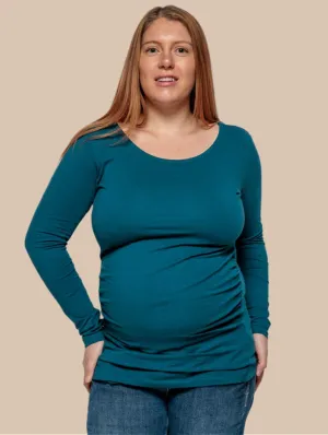 Maternity Cotton Long Sleeve Top | Teal
