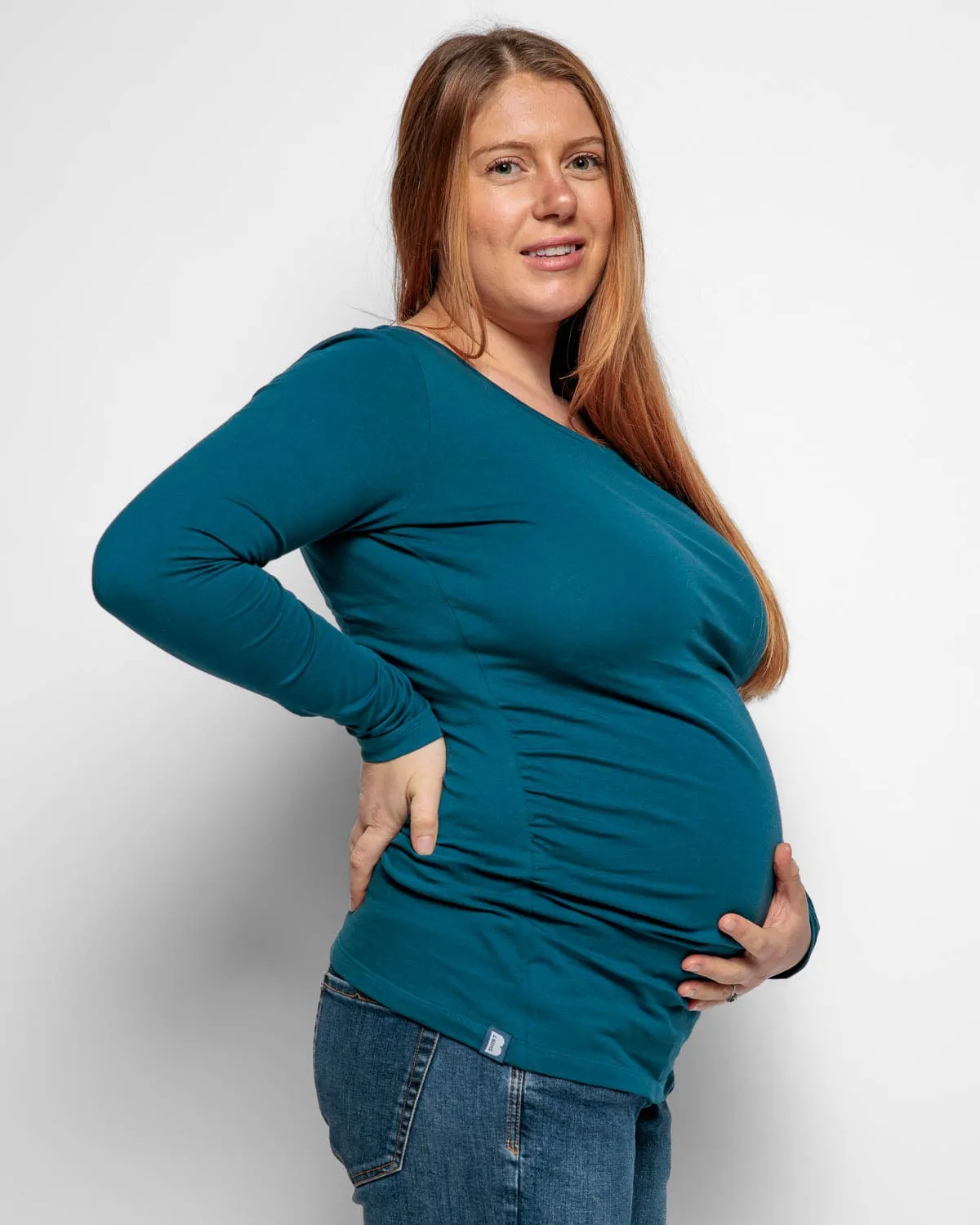 Maternity Cotton Long Sleeve Top | Teal