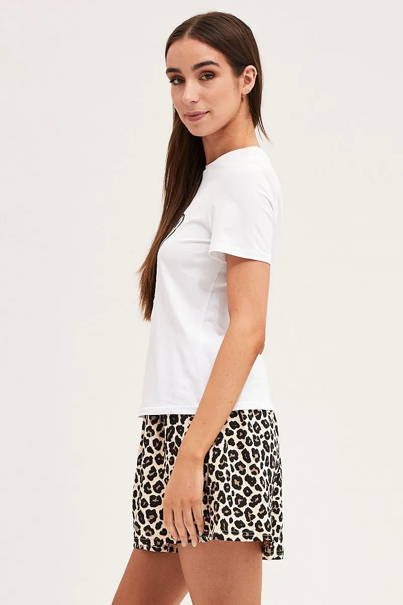 Multi Colour Short Sleeve Top & Shorts Pj Set