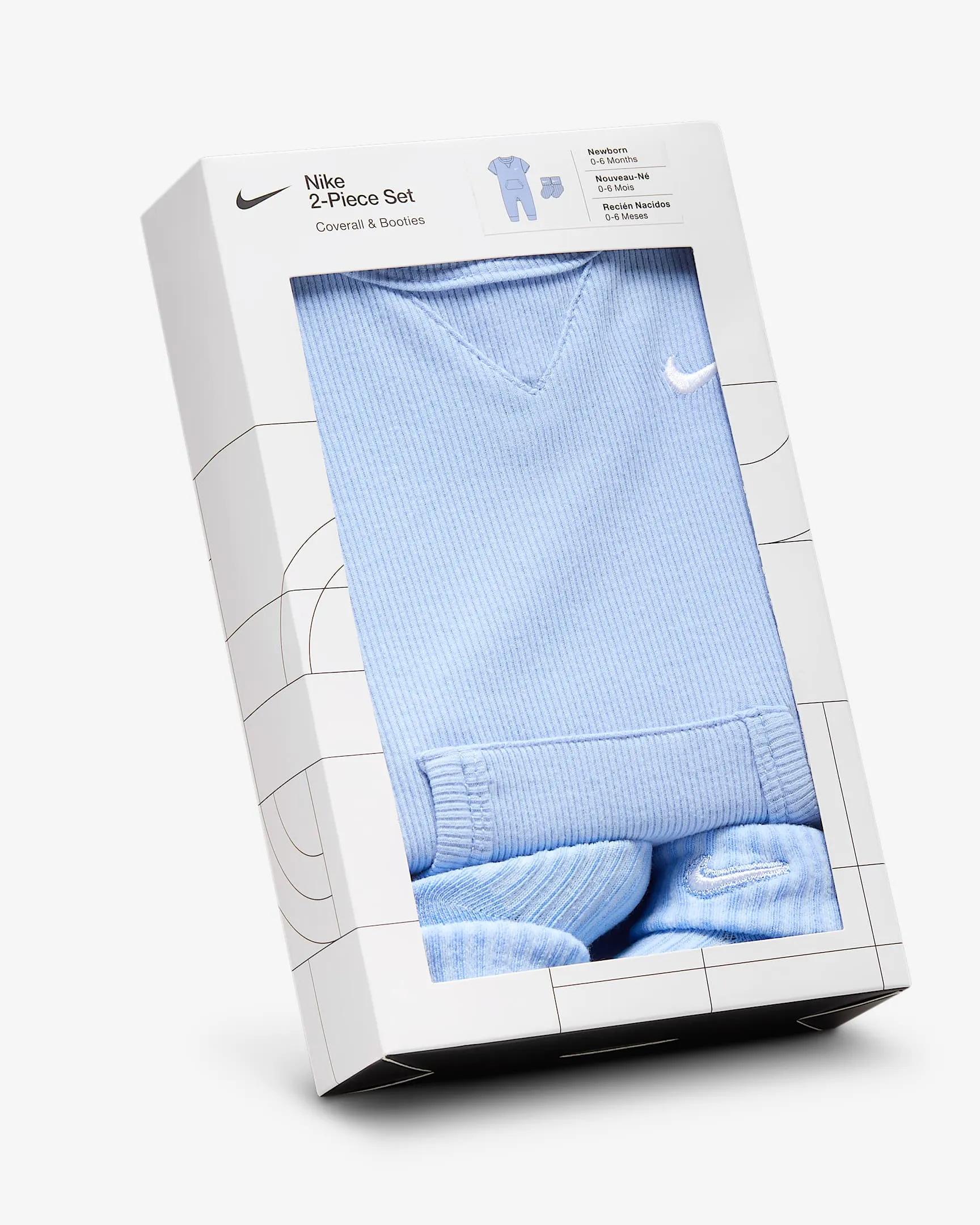 NIKE KID'S RIB KNIT BLUE ROMPER AND SOCKS SET