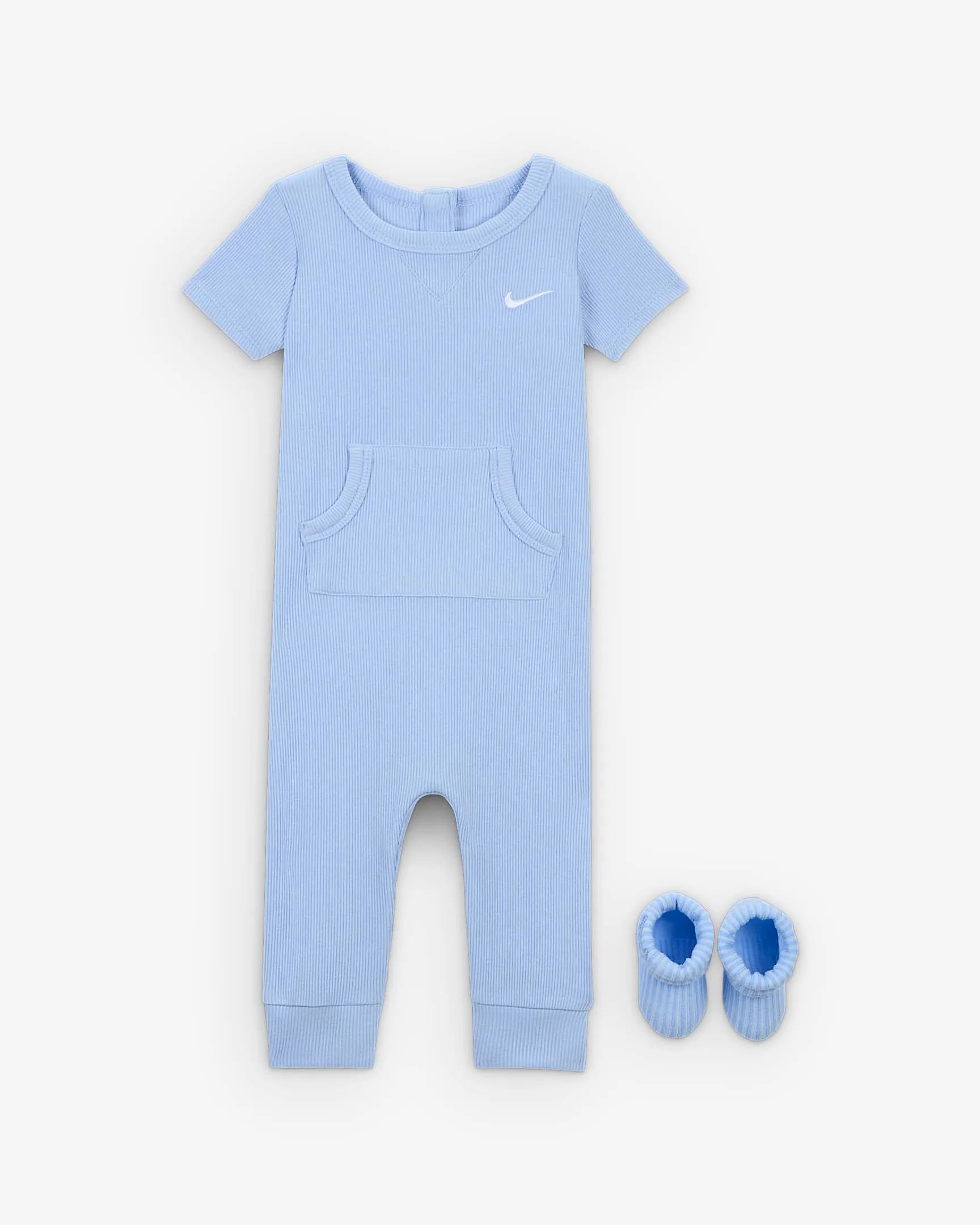 NIKE KID'S RIB KNIT BLUE ROMPER AND SOCKS SET