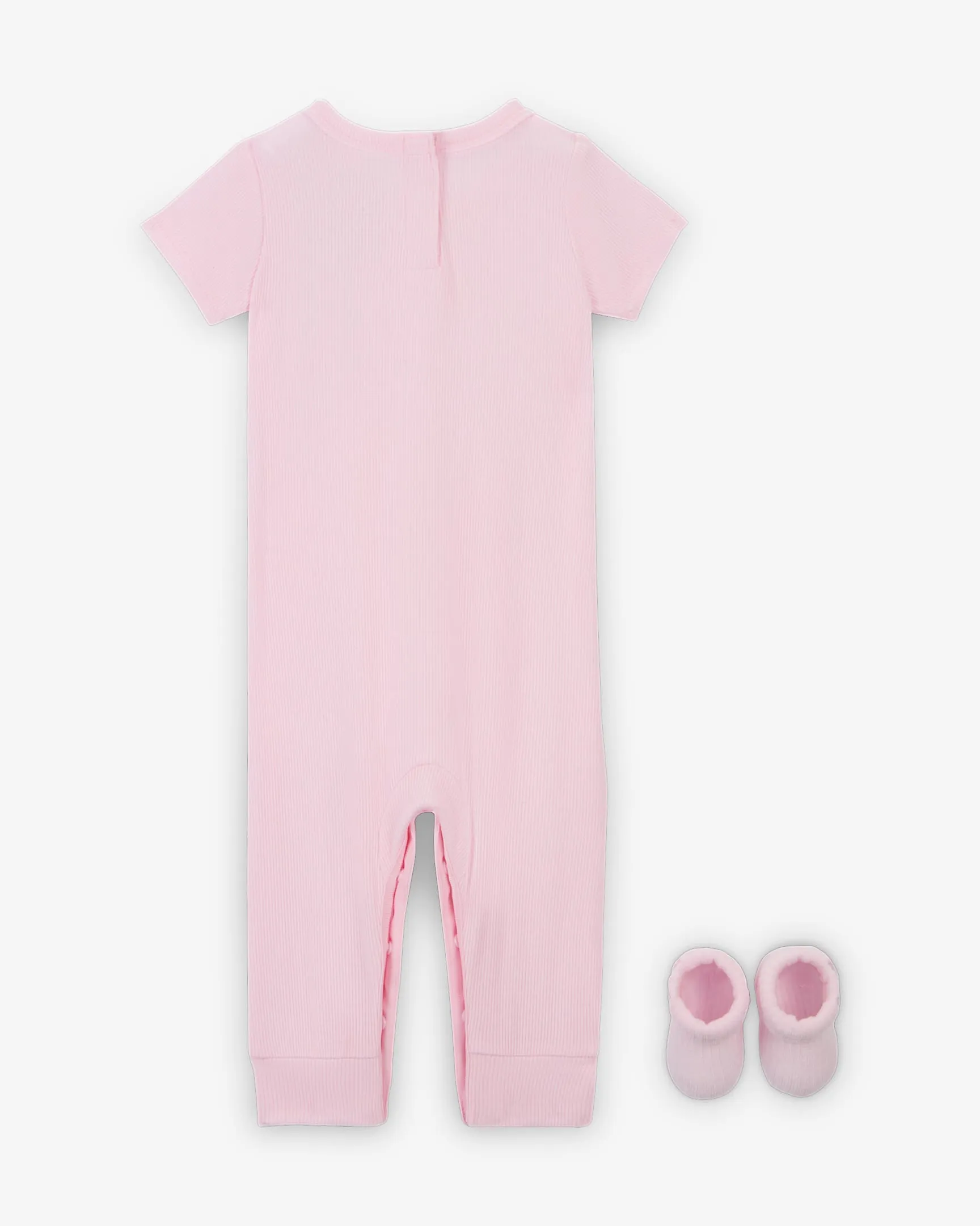 NIKE KID'S RIB SNIT BOX PINK ROMPER AND SOCKS SET
