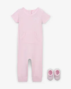 NIKE KID'S RIB SNIT BOX PINK ROMPER AND SOCKS SET