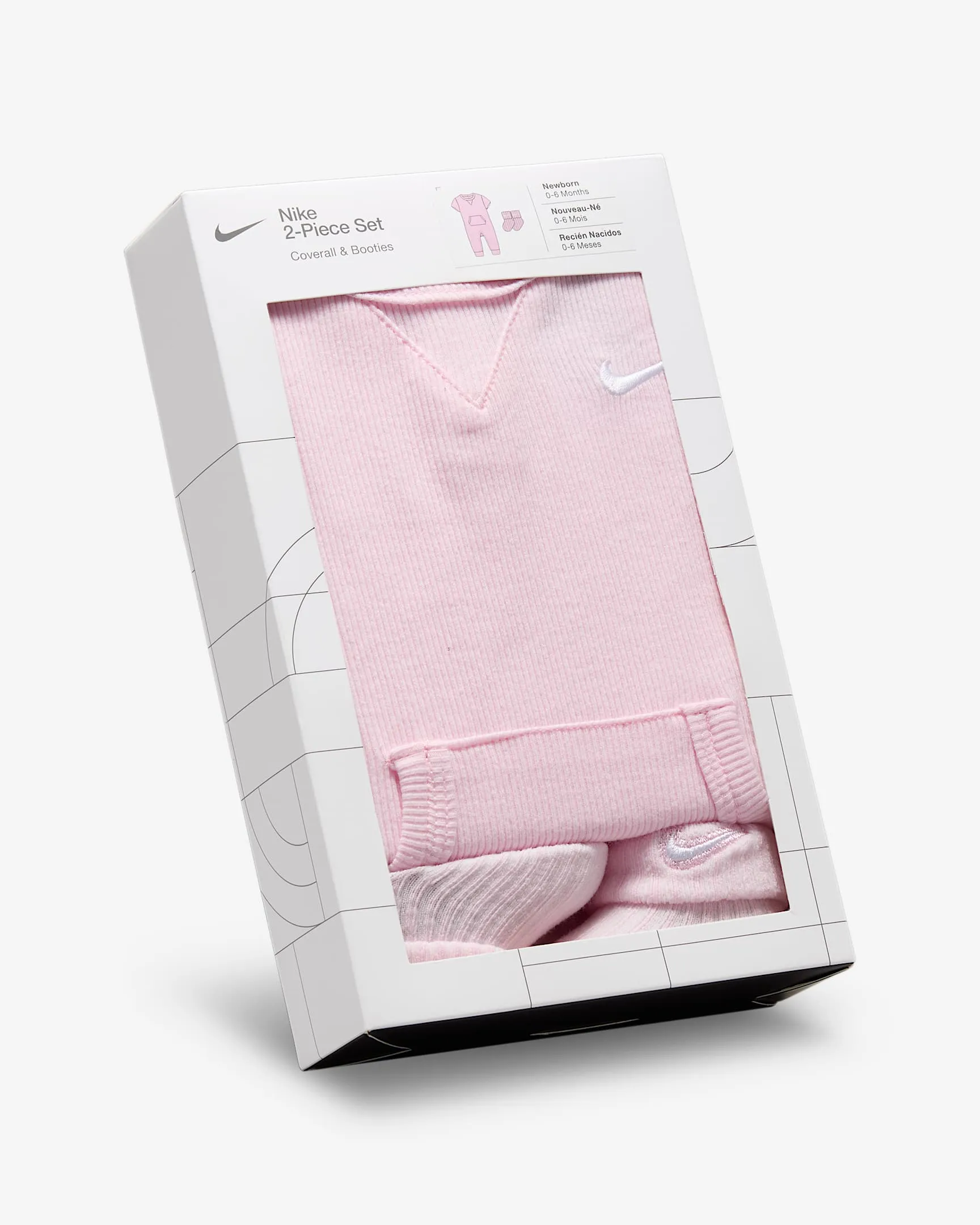 NIKE KID'S RIB SNIT BOX PINK ROMPER AND SOCKS SET