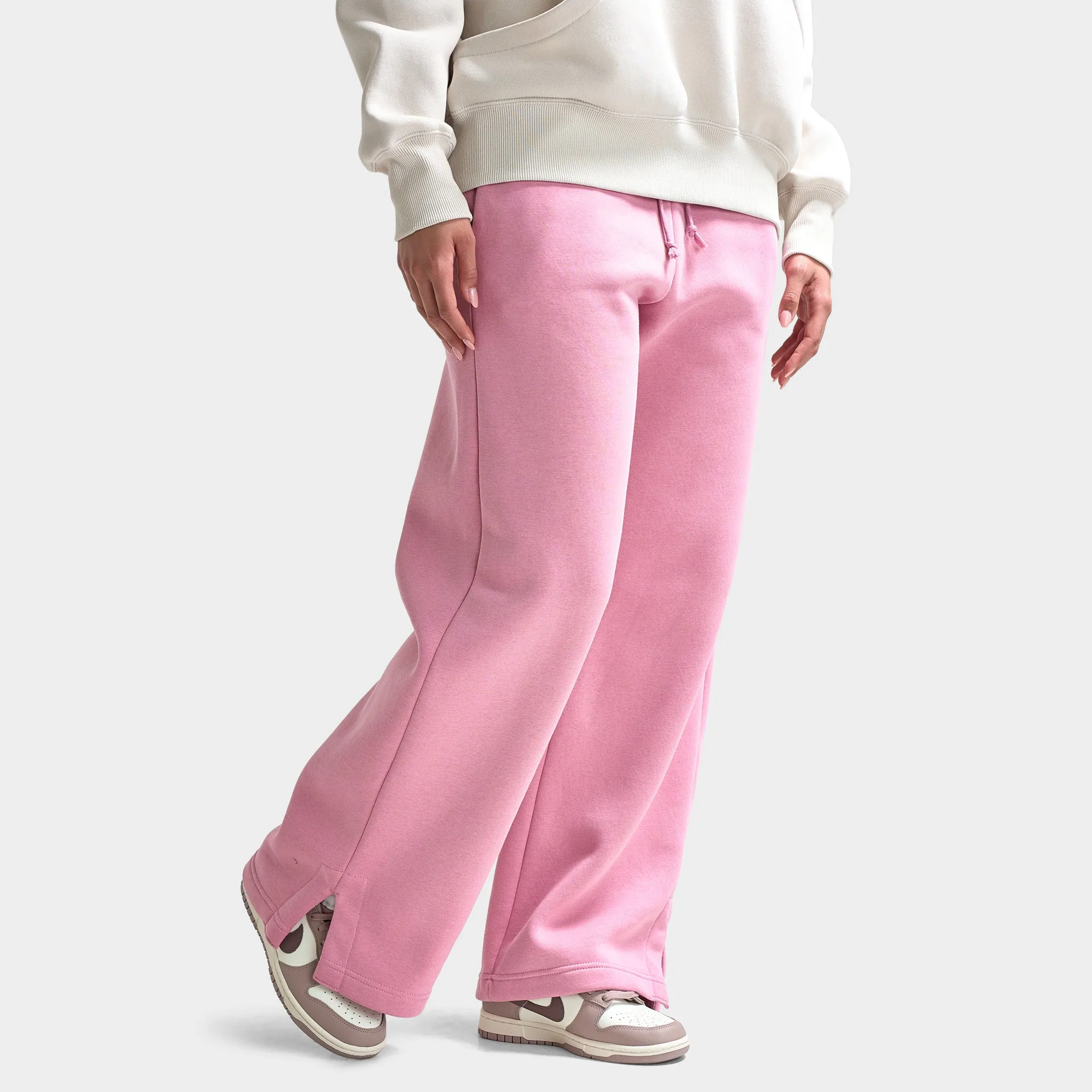 Nike Sportswear Women's Phoenix Fleece High Waisted Wide Leg Tracksuit Bottoms Elemental Pink / Sail