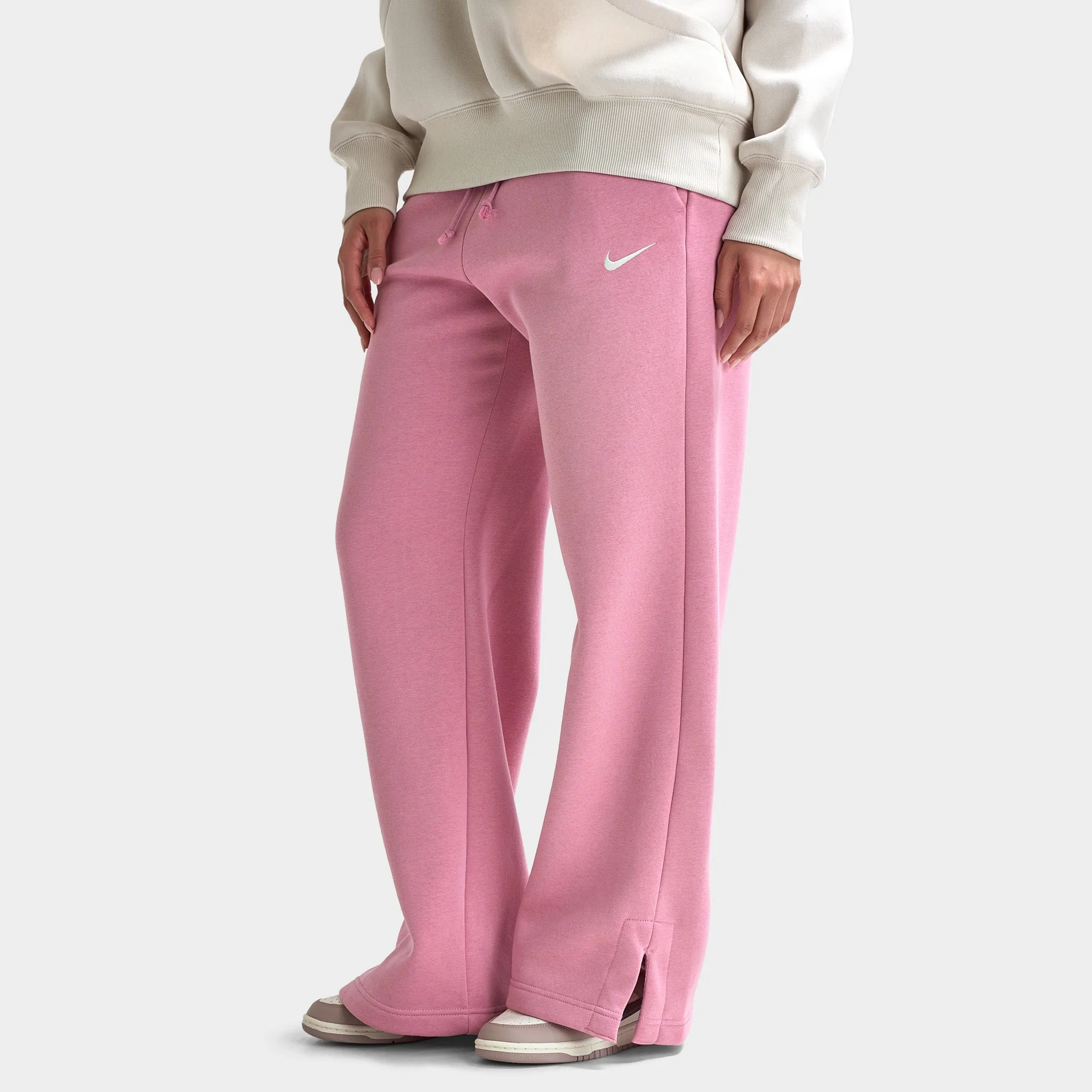 Nike Sportswear Women's Phoenix Fleece High Waisted Wide Leg Tracksuit Bottoms Elemental Pink / Sail