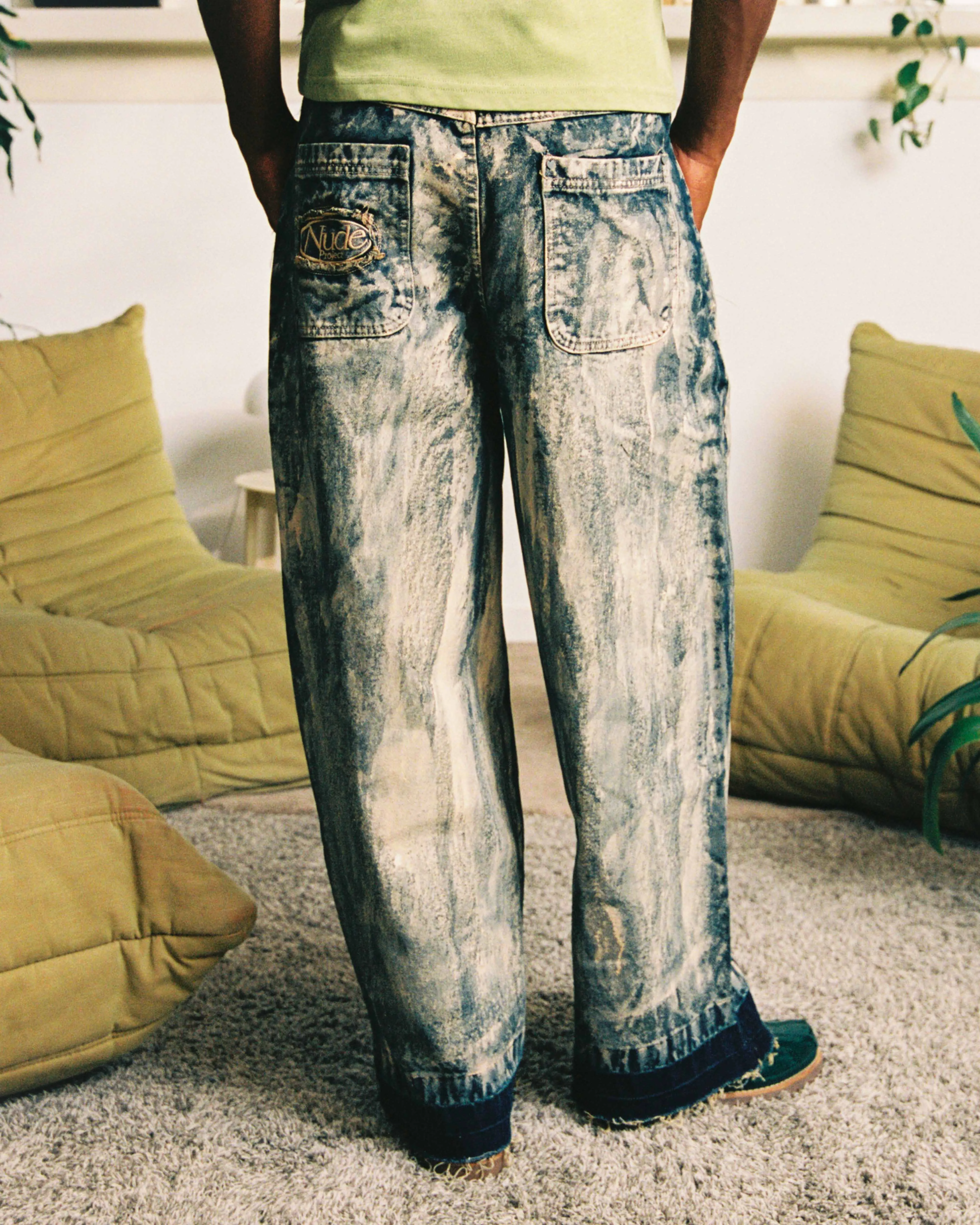 Old Baggy Denim Pants Painted