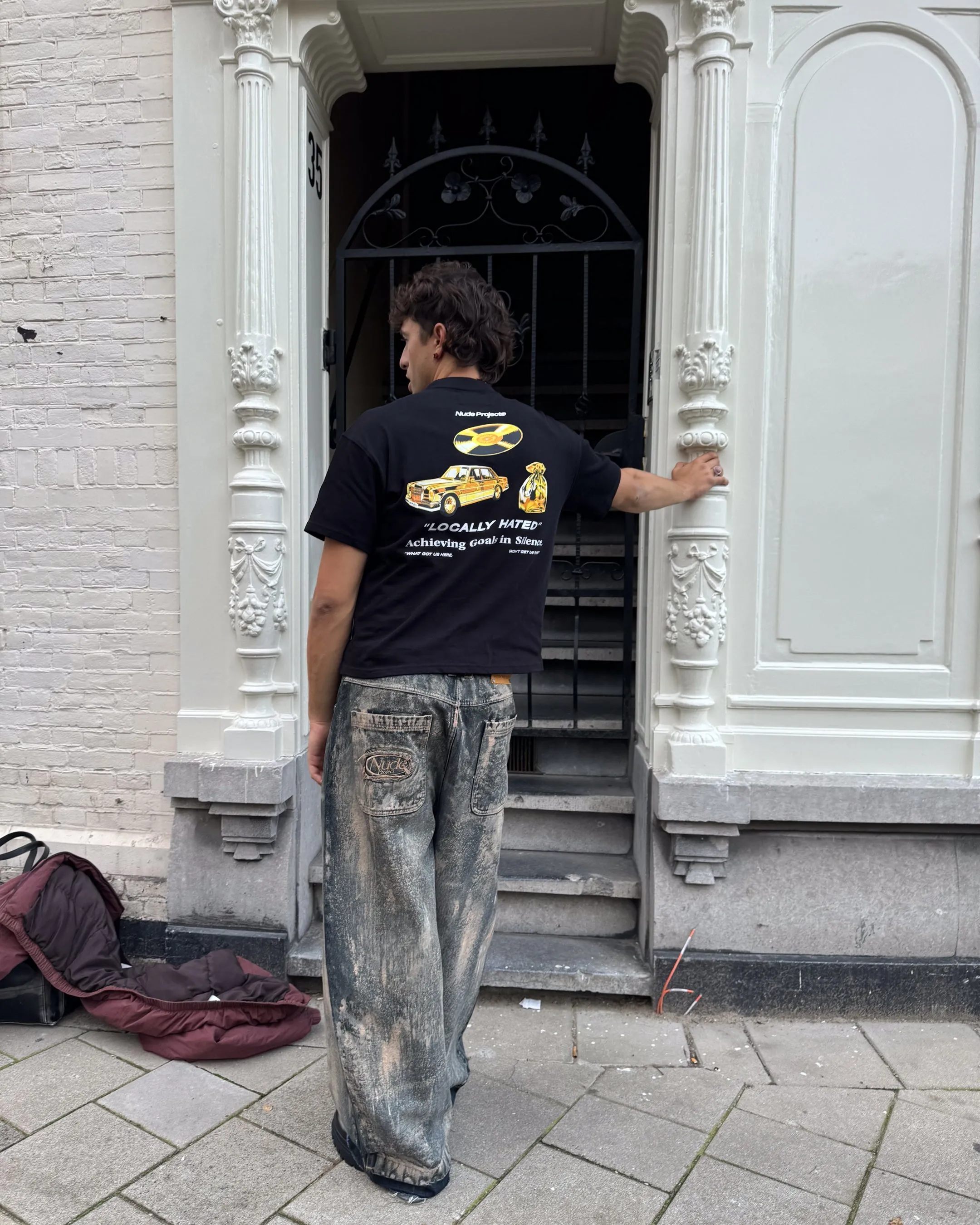 Old Baggy Denim Pants Painted