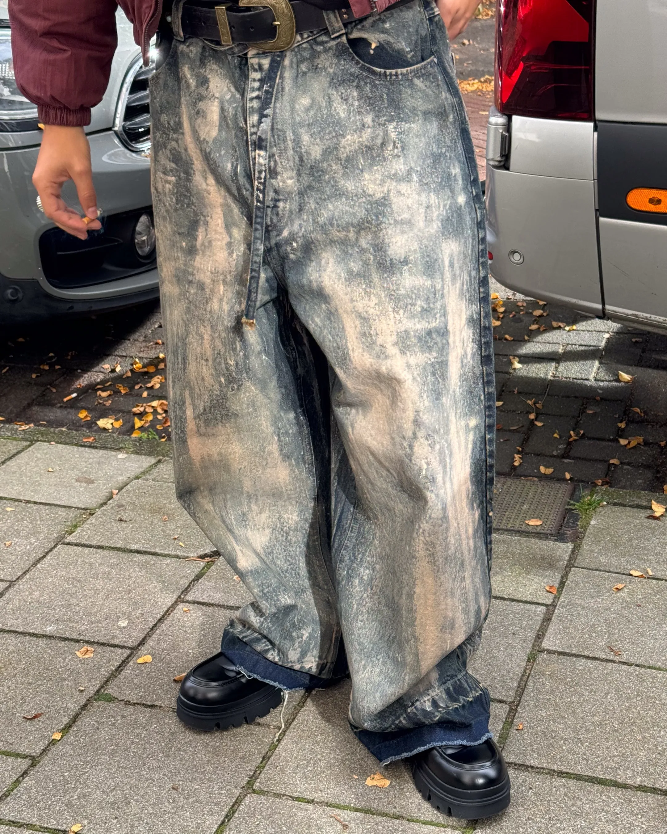 Old Baggy Denim Pants Painted
