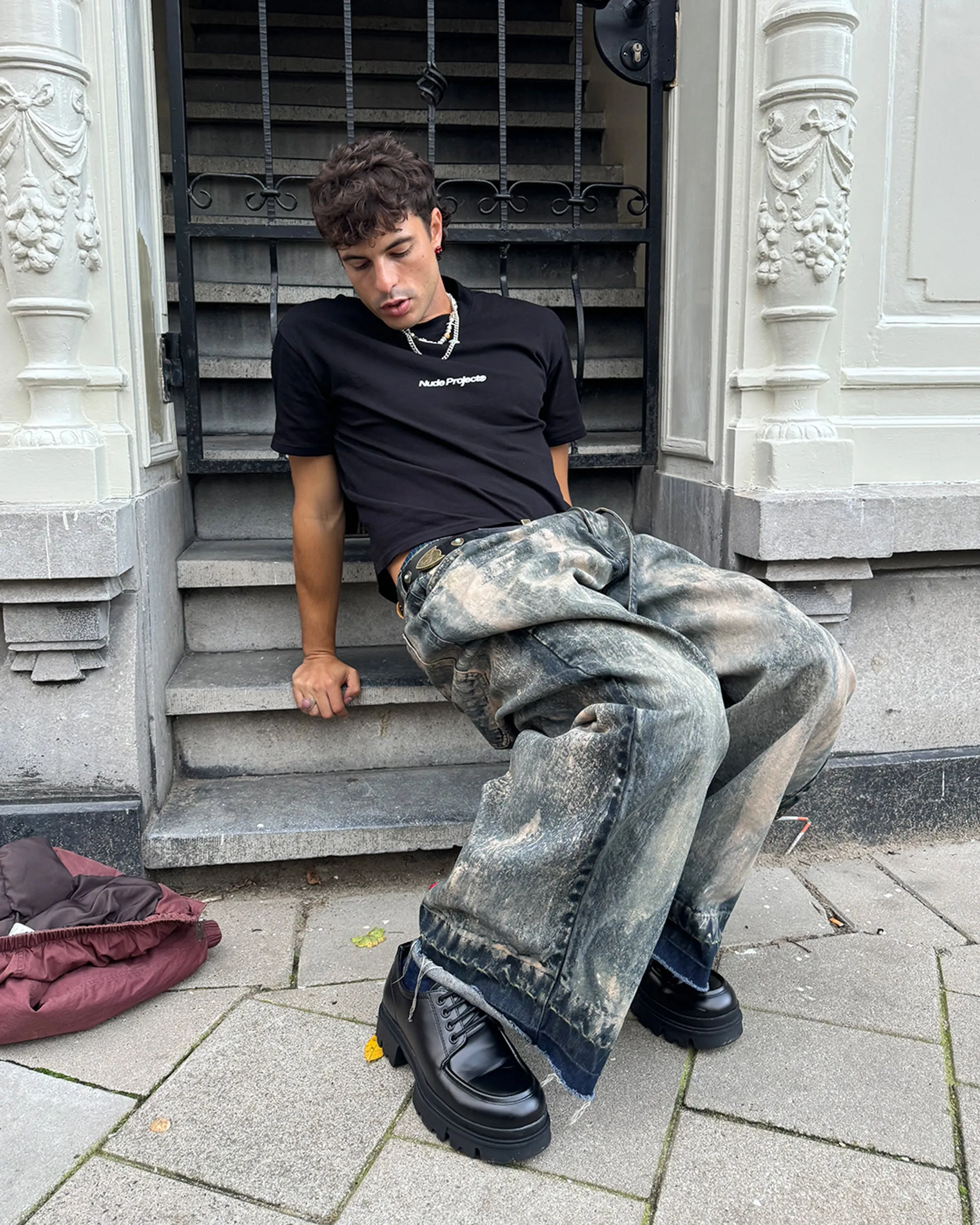 Old Baggy Denim Pants Painted