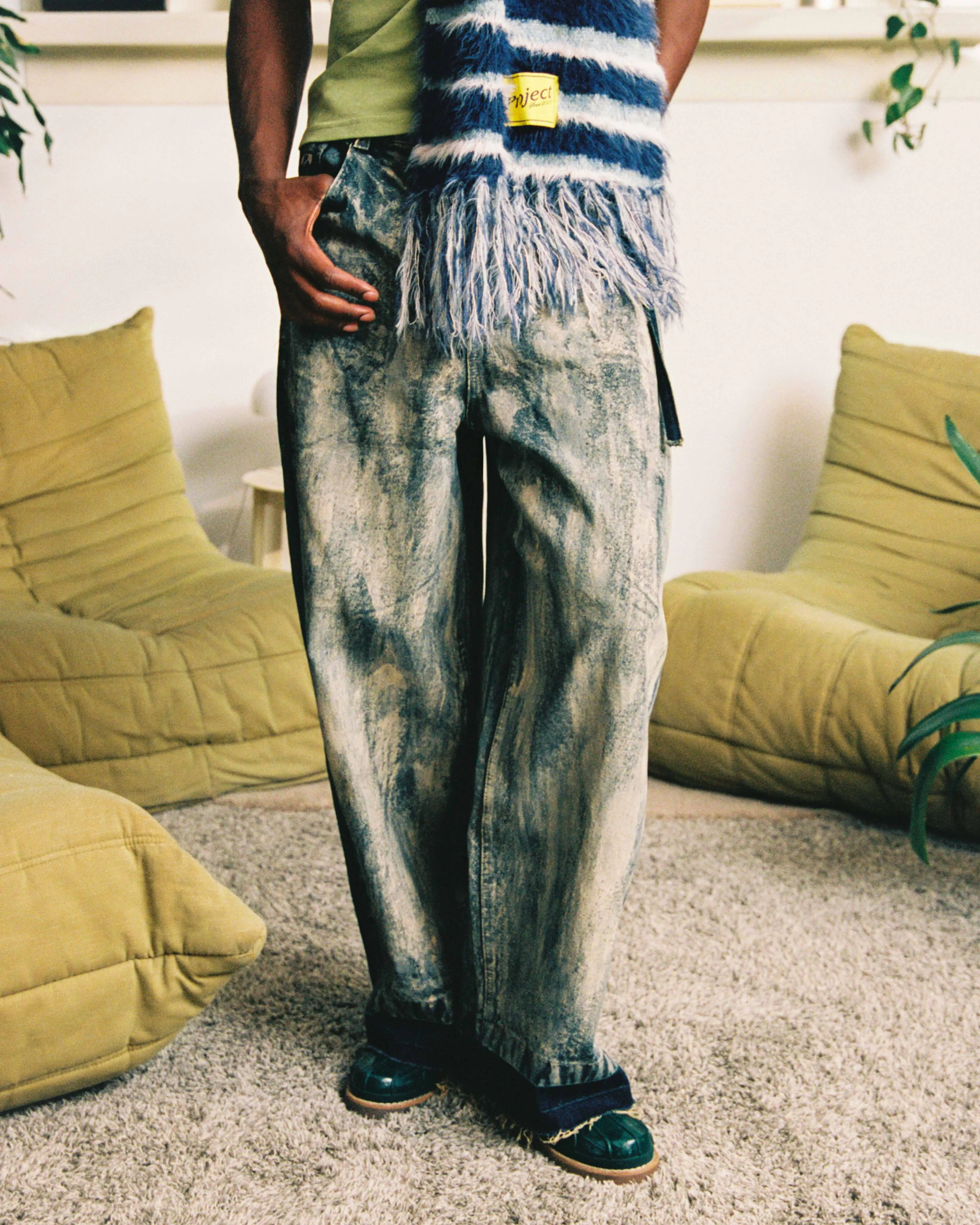 Old Baggy Denim Pants Painted