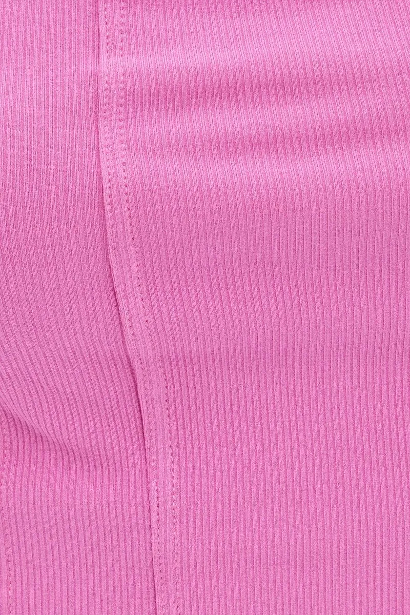 Pink Jersey Contrast Bind Corset Top
