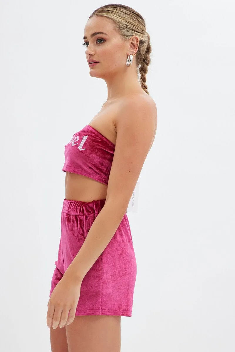 Pink Velvet Shorts