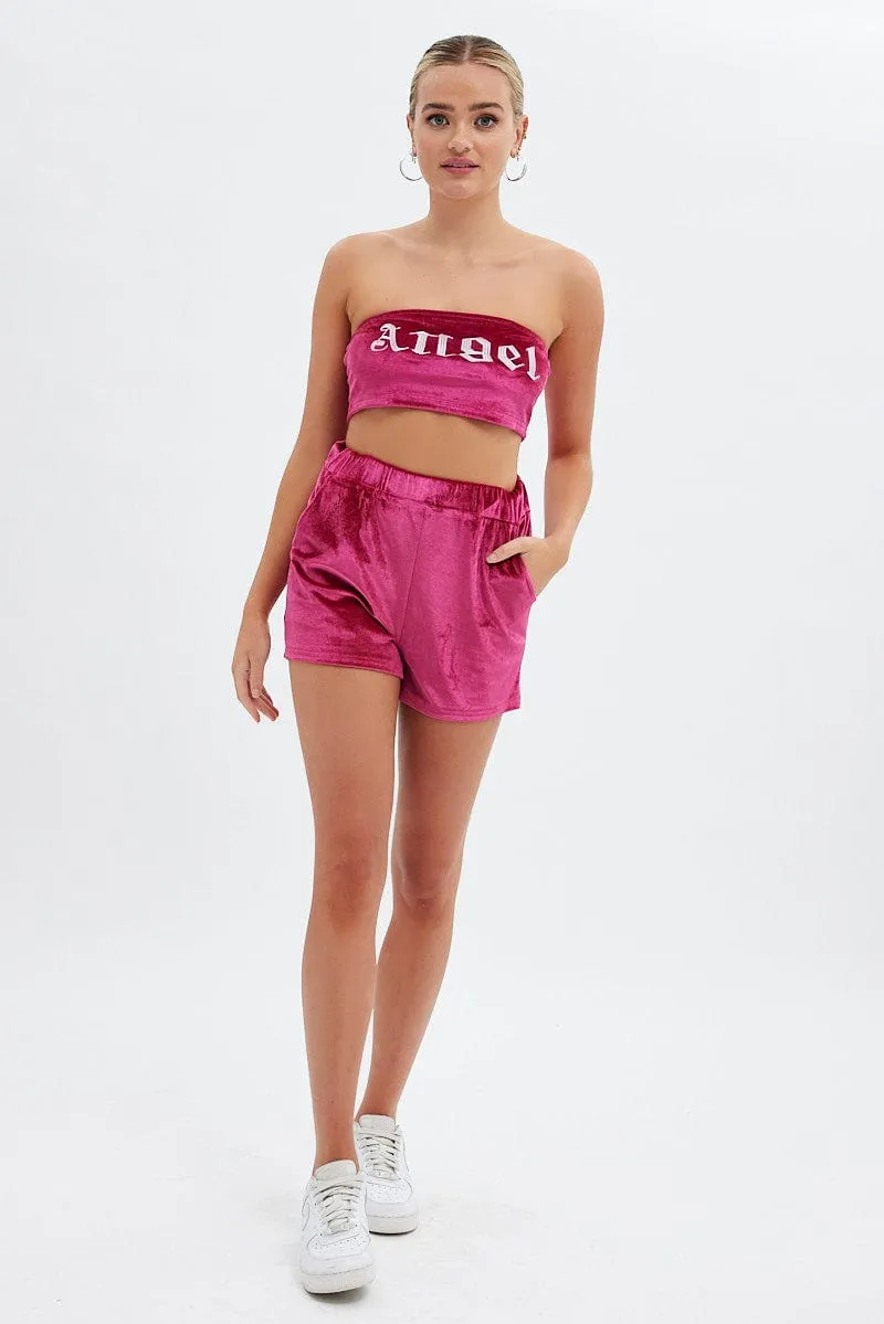 Pink Velvet Shorts
