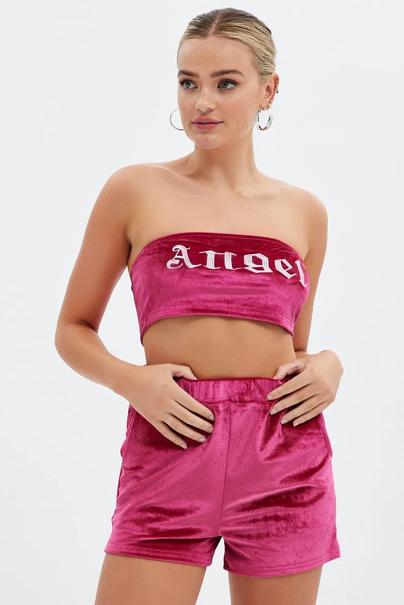 Pink Velvet Shorts