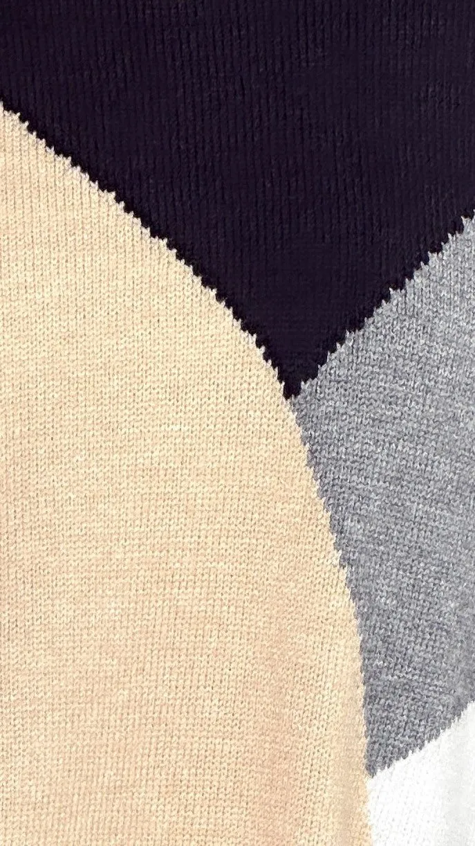 Poppy Jumper - Black/Beige Print