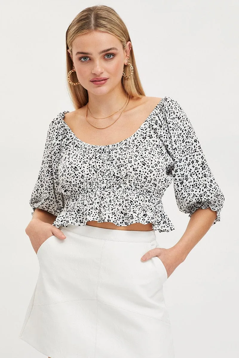 Print Crop Top Short Sleeve