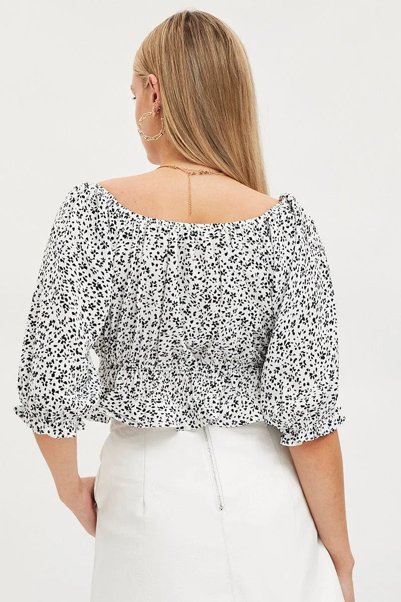 Print Crop Top Short Sleeve