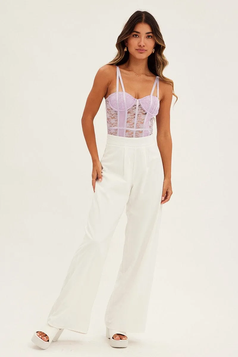 Purple Lace Bodysuit Singlet