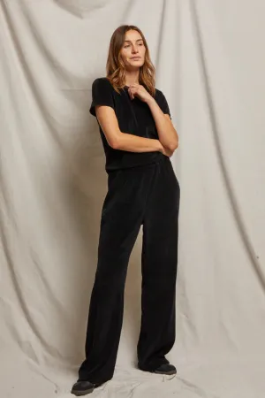 Pwb78 Black Velour Wideleg Sweatpant