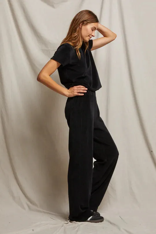Pwb78 Black Velour Wideleg Sweatpant