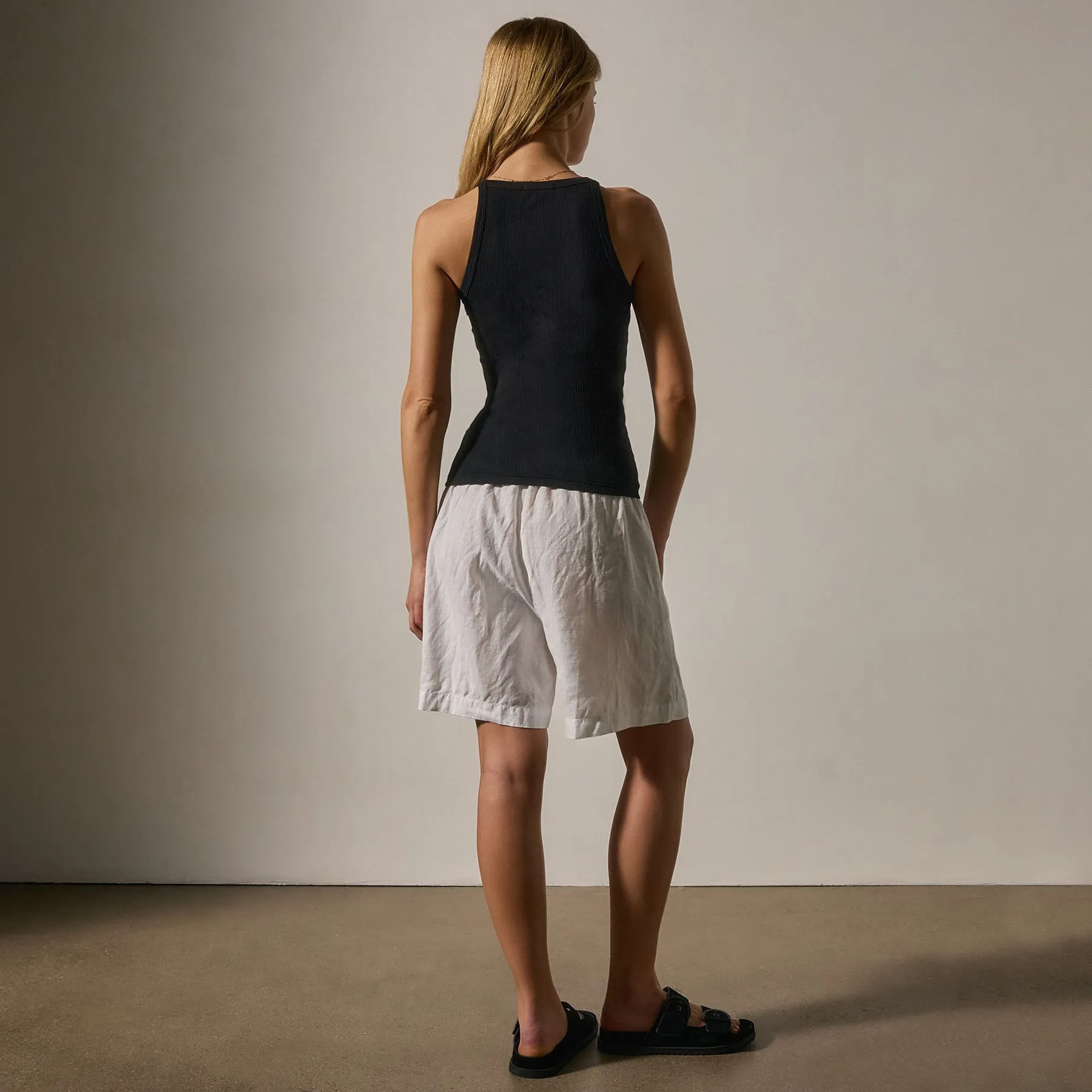 Ribbed High Neck Cami - Black