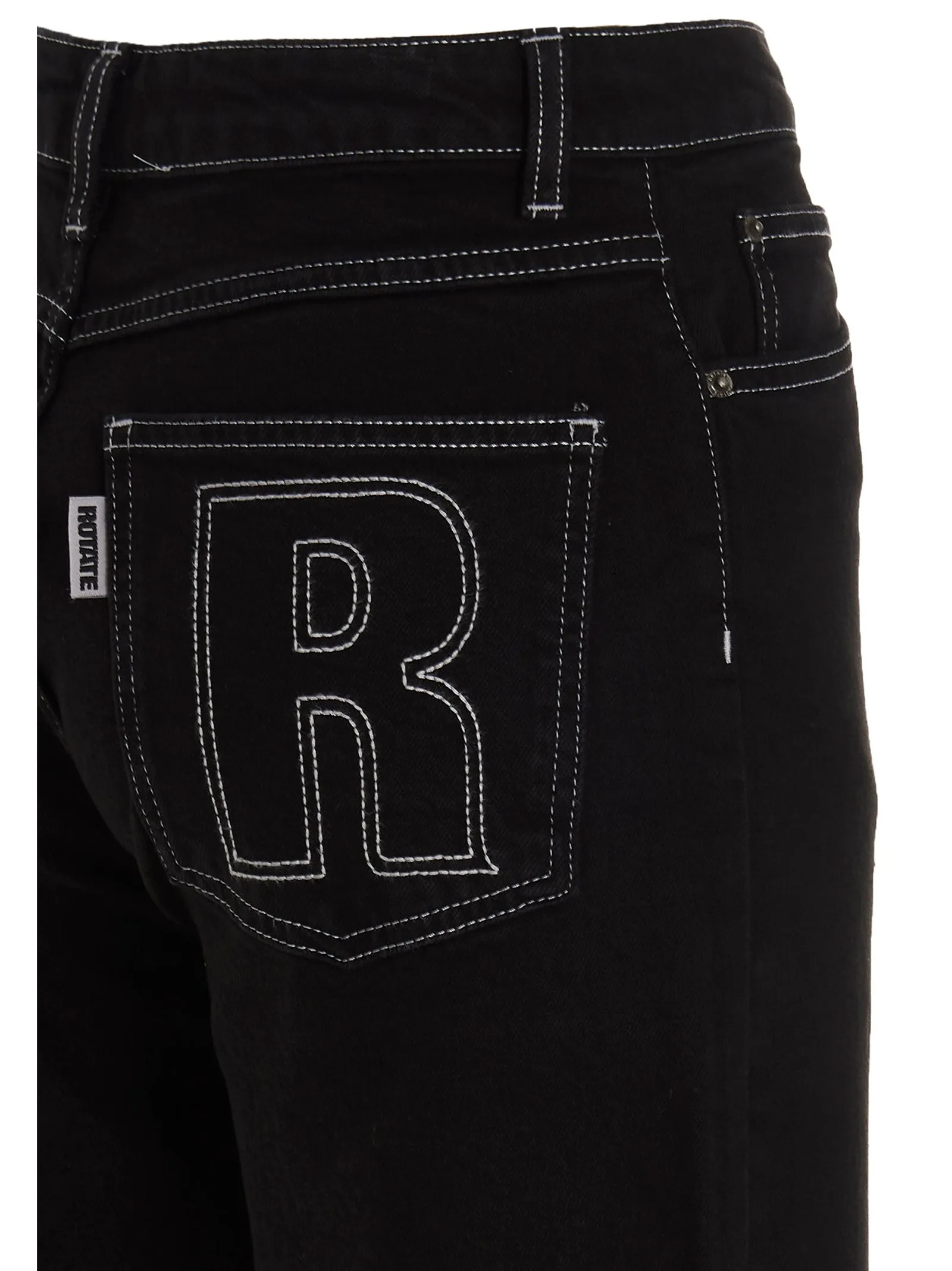 ROTATE Logo Embroidered Straight Leg Jeans
